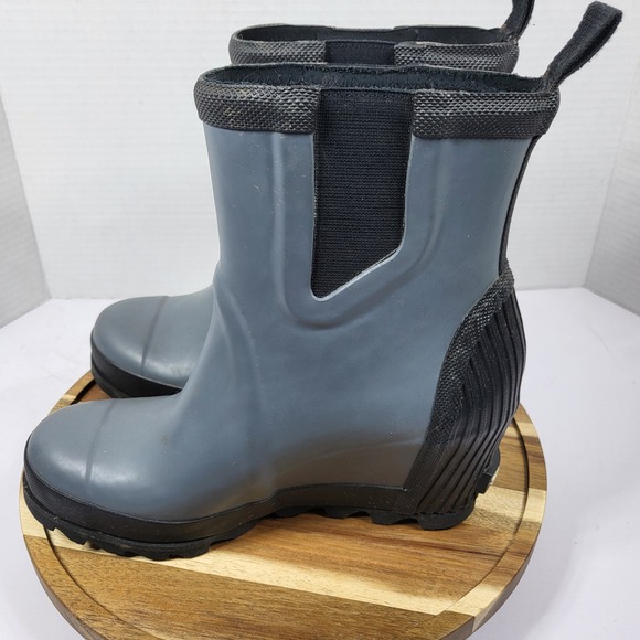 Sorel Joan Rain Wedge Chelsea Boots Quarry Black Grey NL2754-052 Womens 6.5 - Picture 10 of 11
